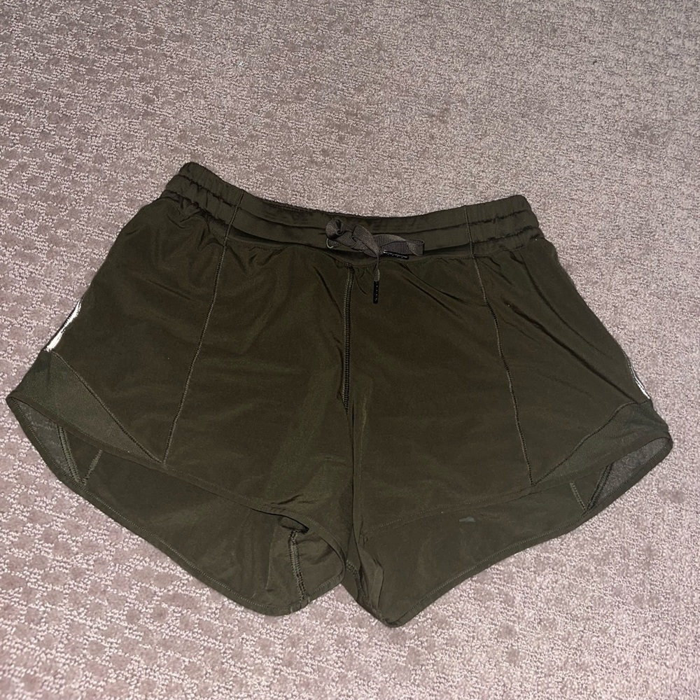 Army Green Lululemon Hotty Hot Shorts
